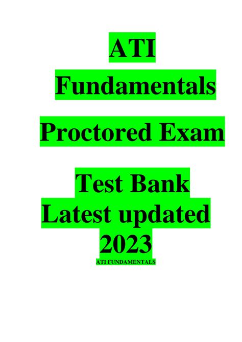 Show More Preview 2 out of 17 pages Generating Your Document Exam Details 18. . Ati fundamentals proctored exam 2022 studocu
